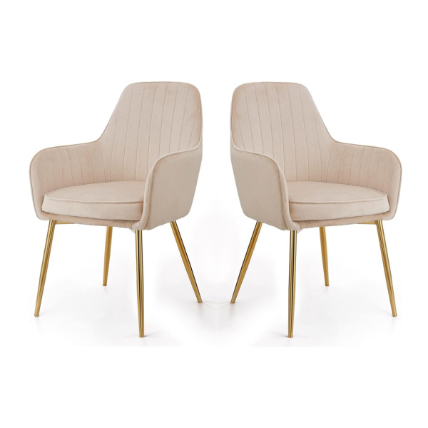 Set of 2 Dining Room Chair with Thick Sponge HIgh Back and Metal Gold Legs For LIving Room Kitchen Room Visitor Chair