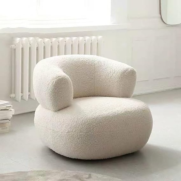 Ripple FURNITURE Lamb Wool Sofa Chairs Single Seat Comfy Upholstered Arm Chair Living Room Bedroom Furniture