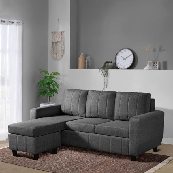 Ripple FURNITURE Modern Fabric Sofa (Interchangeable Sectional Sofa, Stone Grey)