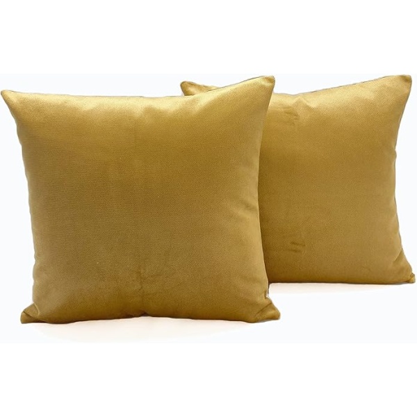 Ripple FURNITURE , Decorative Velvet Throw Pillow Cover Square Cushion Cover Set of 2, Silky and Soft Textured, Premium Quality Sofa Upholstery Fabric (2 pcs) - 17" x 17"/ 43 x 43cm - Khaki Green