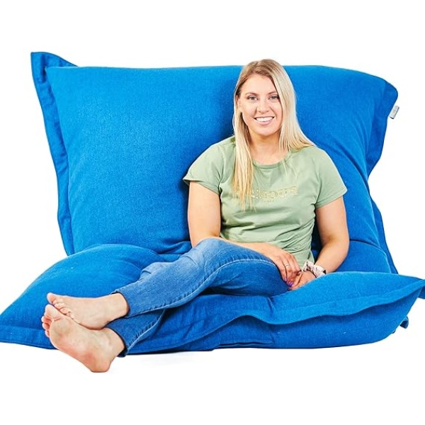 Ripple FURNITURE Room & Bloom Bag ONLY - No Filling 'New Model' Super Bean Bags (6ft x 4.5ft) Beautiful Faux Linen Fabric Giant Bean Bag Chair for Adults for The Whole Family
