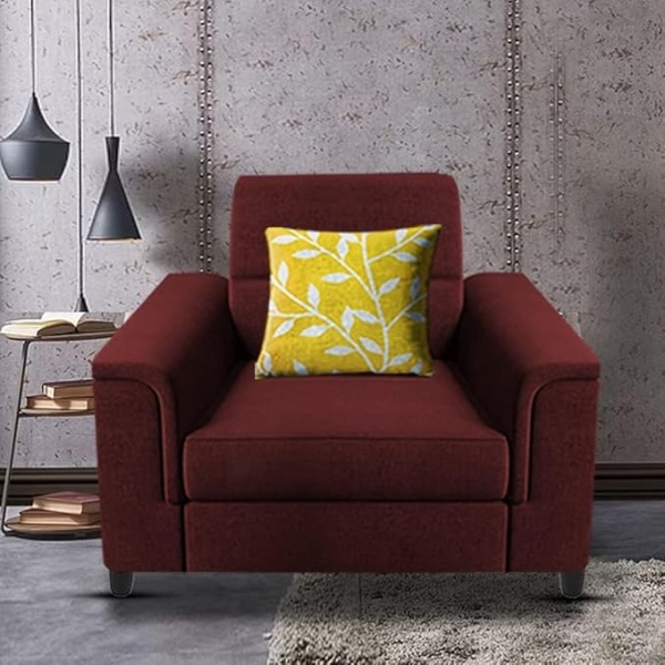 Ripple FURNITURE Single Seater Sofa for Living Room (Maroon)