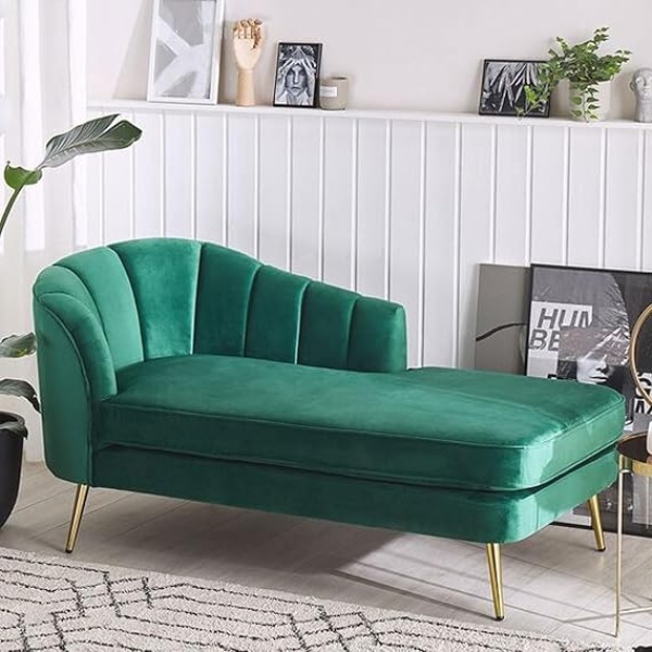 Ripple FURNITURE Left Hand Velvet Chaise Lounge 150 X 76 X 75 Cm Multicolor FOS-FUAE-1664-1M
