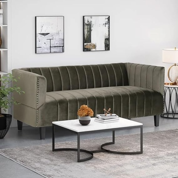 Ripple FURNITURE Velvet Tuxedo Arm Sofa 167 X 77 X 72 Cm Multicolor FOS-FUAE-1692-1M
