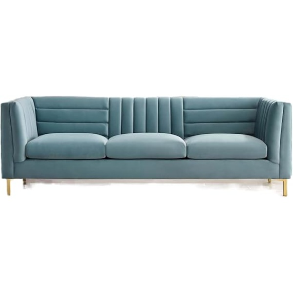 Ripple FURNITURE  Tufted Teal Velvet Sofa 230 X 85 X 76 Cm Multicolor FOS-FUAE-1370-1M