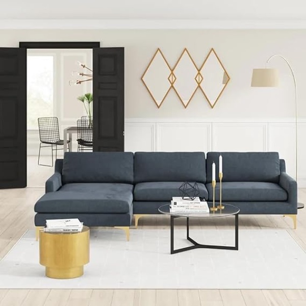 Ripple FURNITURE  Sectional Sofa With Chaise 75 X 300 X 160 Cm Dusty Blue