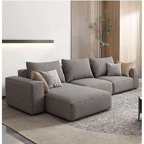 Ripple FURNITURE Modern Modular L-Shape Sofa (Dark Grey)