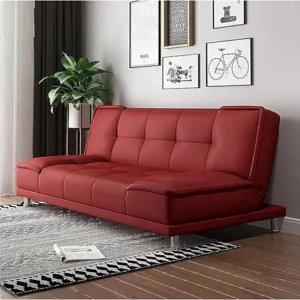 Ripple FURNITURE Elegant folding sofa cum bed for living rooms and apartments (Red)