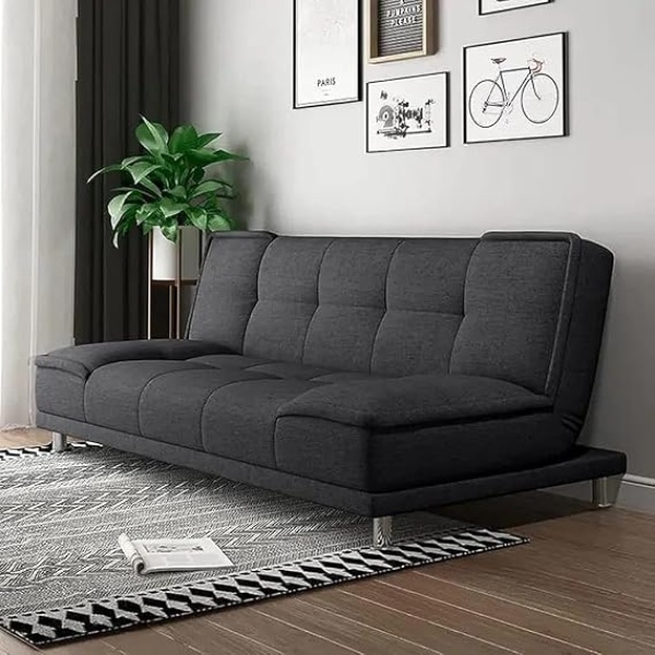 Ripple FURNITURE Elegant folding sofa cum bed for living rooms and apartments (Dark Grey)