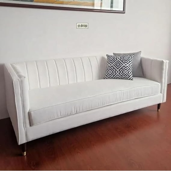 Ripple FUNRITURE New Modern style Living Room Sofa Set Furniture Upholstered Sofa 3 seater (White)