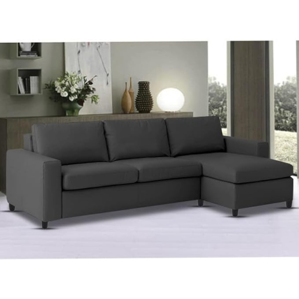 Ripple FURNITURE RHS 4 Seater L Shape Sofa Set for Living Room (Black)