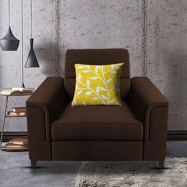 Ripple FURNITURE Single Seater Sofa for Living Room (Brown)