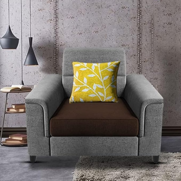 Ripple FURNITURE Single Seater Sofa for Living Room (Brown Grey)