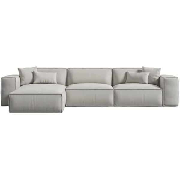 Ripple FURNITURE L-Shape Modern Style Luxury Home Couch (Right, White)