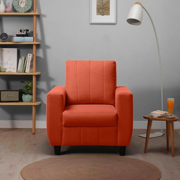 Ripple FURNITURE Modern Fabric Sofa (1 Seater, Ember Orange)