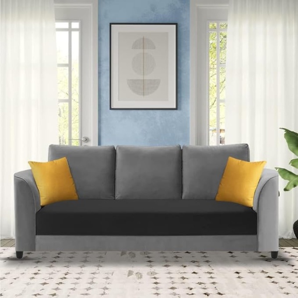 Ripple FURNITURE Modern Elegance 3-Seater Sofa Set (Black Grey)