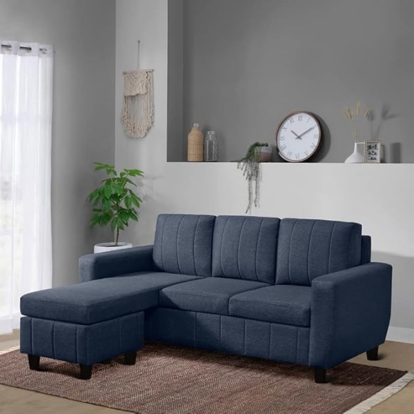 Ripple FURNITURE Modern Fabric Sofa (Interchangeable Sectional Sofa, Ocean Blue)