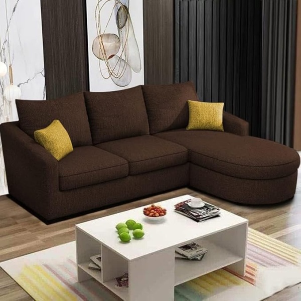 Ripple FURNITURE EleganceEdge 4-Seater Sofa Set for Living Room (Brown)