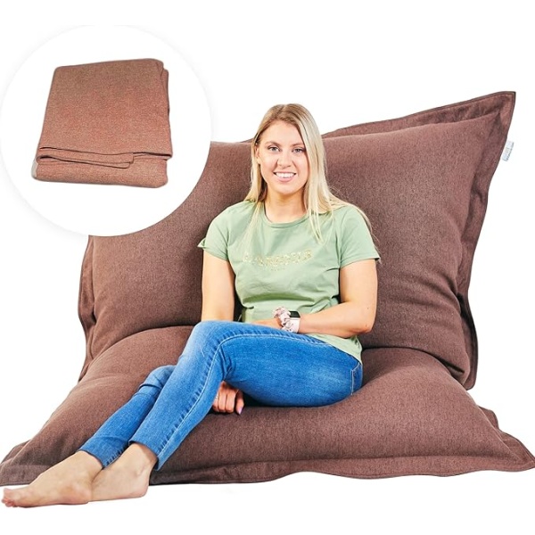 Ripple FURNITURE Room & Bloom Bag ONLY - No Filling 'New Model' Super Bean Bags (6ft x 4.5ft) Beautiful Faux Linen Fabric Giant Bean Bag Chair for Adults for Kids for The Whole Family Large Chairs Bags Big Large XL