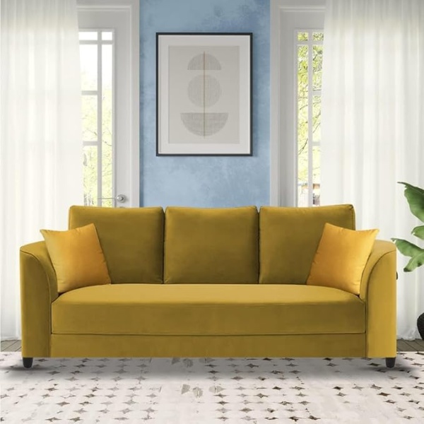 Ripple FURNITURE Modern Elegance 3-Seater Sofa Set (Yellow)