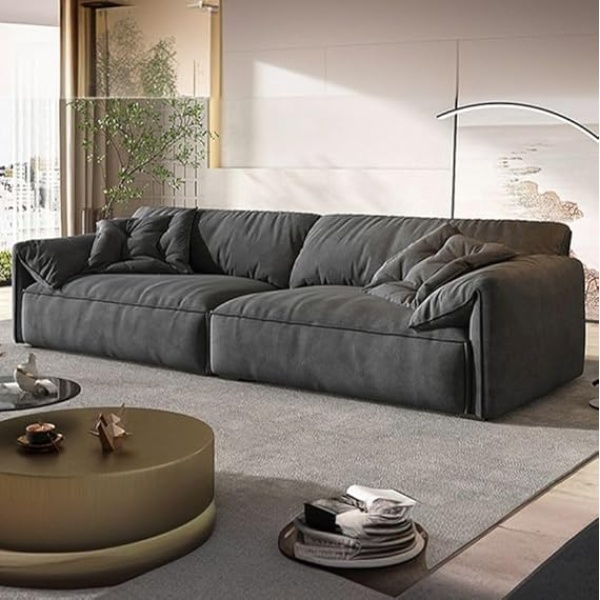Ripple FURNITURE Luxurious Plush Couch, Grey, 3-Seater