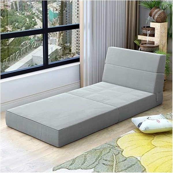 Ripple FURNITURE Fabric Sofa Lazy Sofa Bed Folding Sofa Bedroom Bay Window Comfortable Tatami Removable and Washable Thick 150 * 70 * 15cm