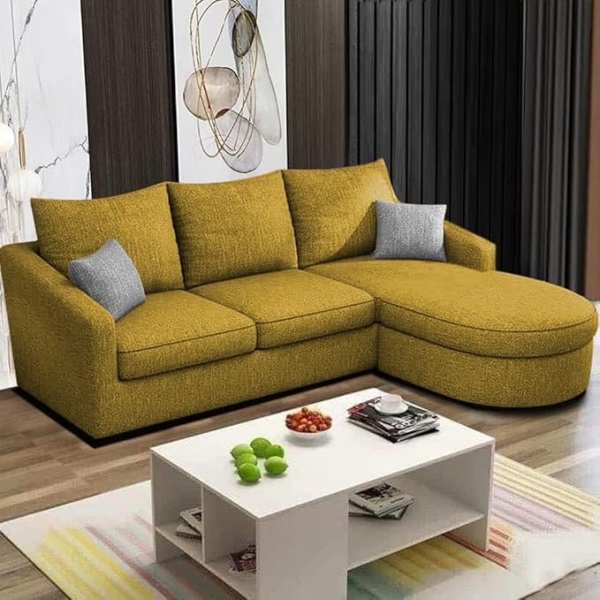 Ripple FURNITURE EleganceEdge 4-Seater Sofa Set for Living Room (Yellow)