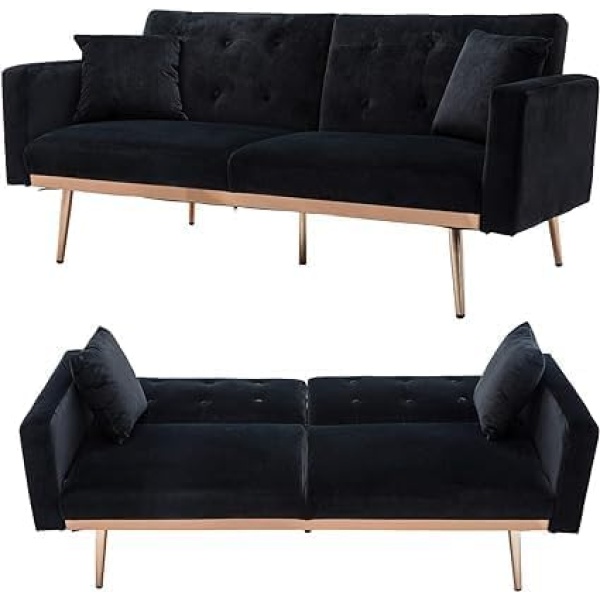 Ripple FURNITURE Light Luxury Velvet Convertible Modern Sofa Bed