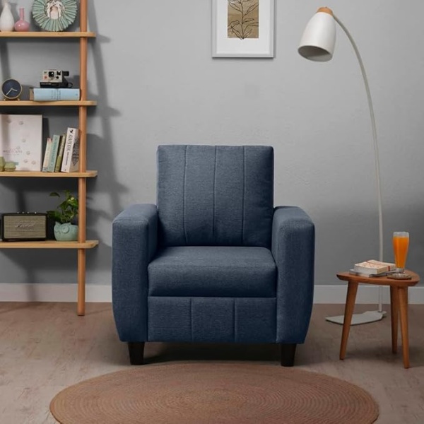 Ripple FURNITURE Modern Fabric Sofa (1 Seater, Ocean Blue)