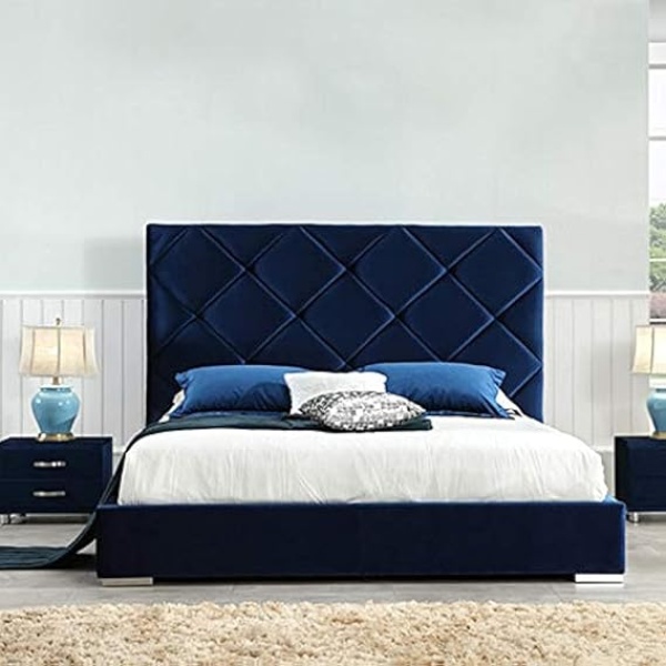 Ripple FURNITURE  FACTORY (LLC) Chic C46 Velvet Fabric Canton European Upholstered Bed - King Size