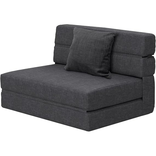 Ripple FURNITURE Fold Sofa Bed Couch Memory Foam with Pillow Futon Sleeper Chair Guest Bed and Fold Out Couch, Washable Cover Twin Size, Dark Gray