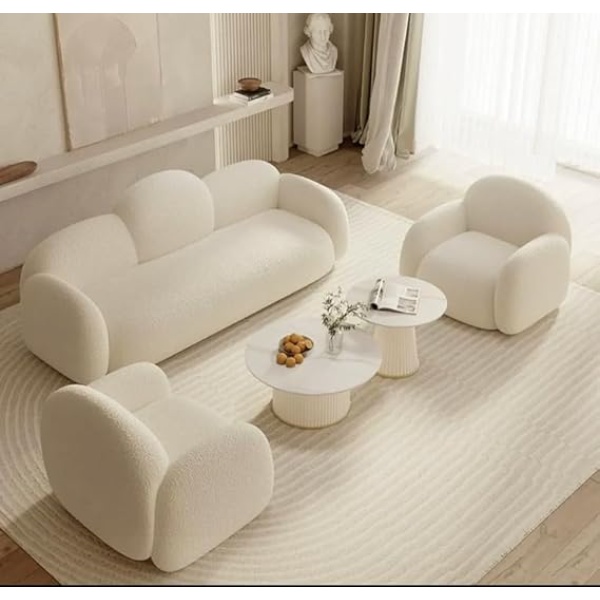 Ripple FURNITURE Boucle Bubble Back Sofa Set