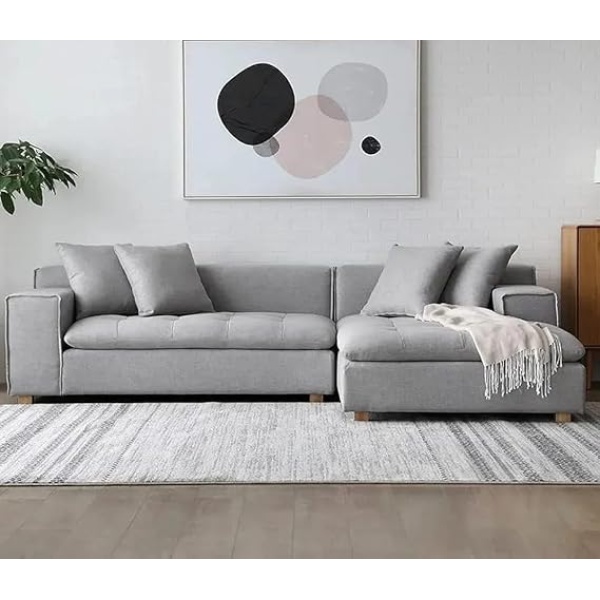 Ripple FURNITURE Living room sectional couch sofa set (Grey)
