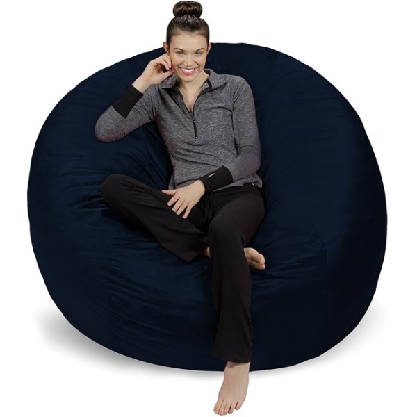Ripple FURNITURE Sofa Sack - Plush Ultra Soft Bean Bags Chairs For Kids, Teens, Adults - Memory Foam Beanless Bag Chair with Microsuede Cover - Foam Filled Furniture For Dorm Room - Navy 6'