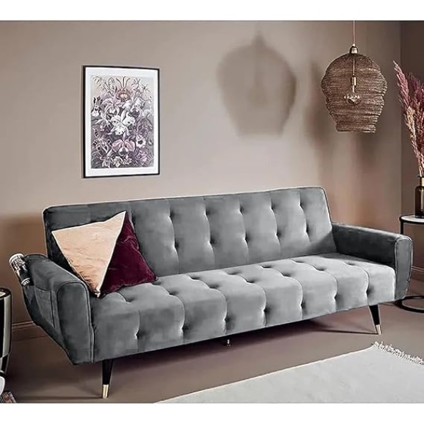 Ripple FURNITURE 2 in 1 upholstered flip sofa bed (Light Gray)