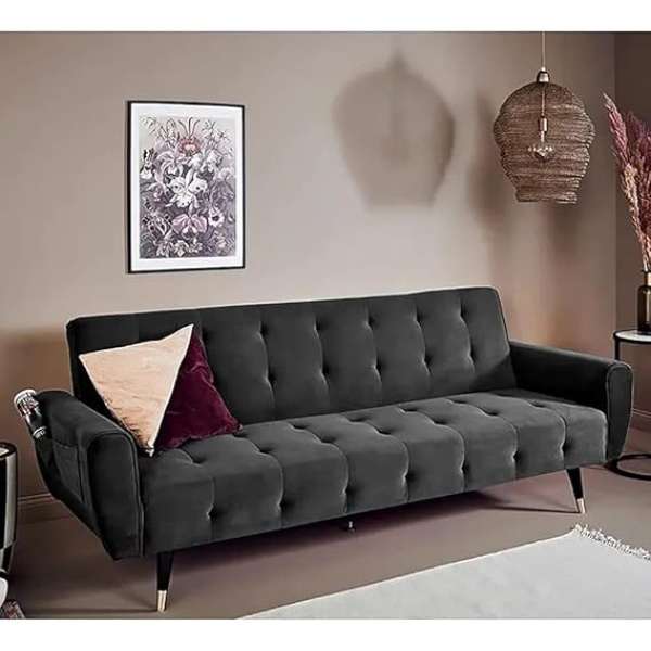 Ripple FURNITURE 2 in 1 upholstered flip sofa bed (Taupe)