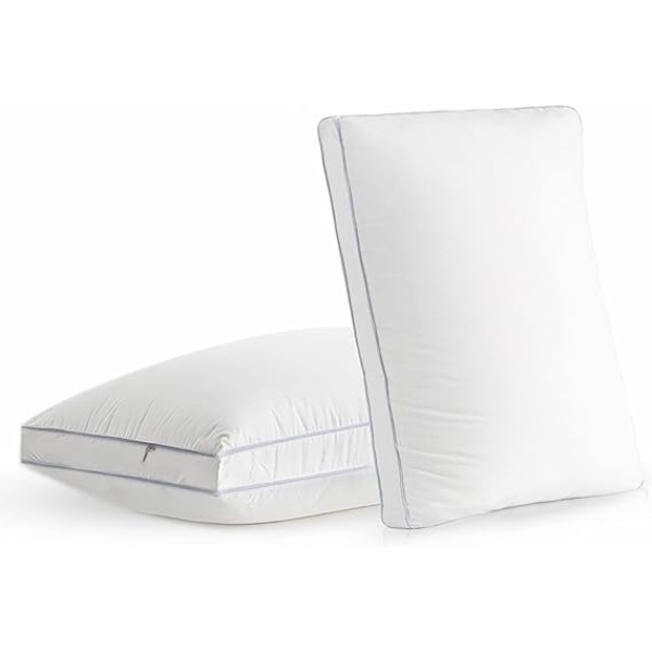 Ripple FURNITURE Bed Pillows for Sleeping, Standard Size Cooling Pillows Set of 2, Hotel Collection Sleeping Pillow, Soft and Supportive Gusseted Pillows for Side, Back and Stomach Sleepers