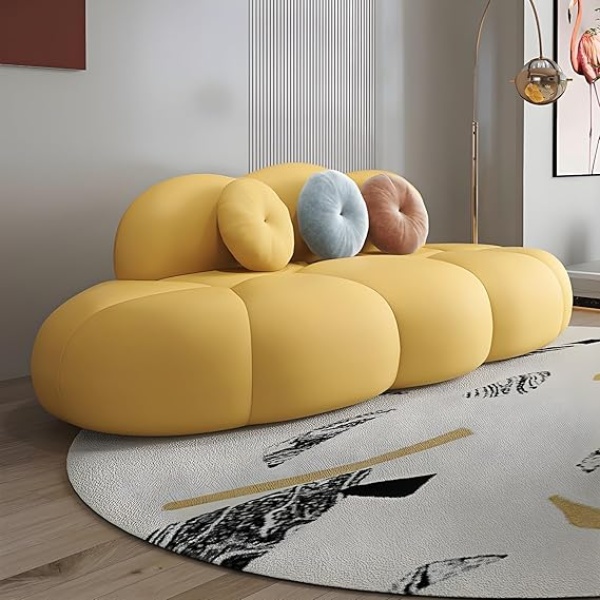 Ripple Furniture Contemporary Armless Sofa Wool Cloud Stylish Living Room Sofa (Yellow)