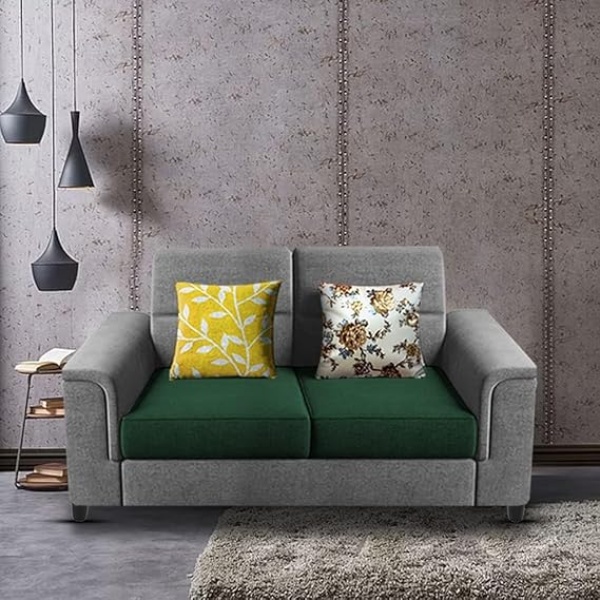 Ripple FURNITURE 2 Seater Sofa Set for Living Room (Green Grey)