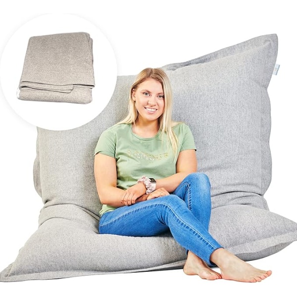 Ripple FURNITURE Room & Bloom Bag ONLY - No Filling 'New Model' Super Bean Bags (6ft x 4.5ft) Beautiful Faux Linen Fabric Giant Bean Bag Chair for Adults for Kids for The Whole Family Large Chairs Bags Big Large XL