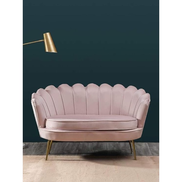 Ripple FURNITURE Two Seater Flower Chair - mettle legs - Velvet (Pink)