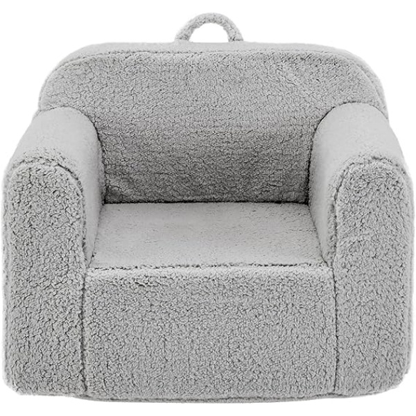Ripple FURNITURE Kids Armchair Toddler Couch Baby Sofa Chair with Sherpa Fabric for Boys and Girls (Grey)