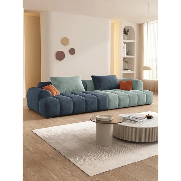 Ripple FURNITURE Modern Living Room Sofa Woobly Design (Dark Blue & Lime)