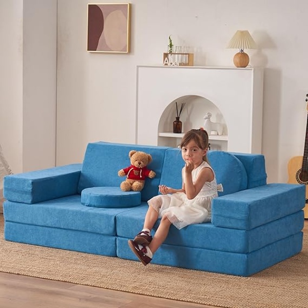 Ripple FURNITURE  Couch Play Couch 10pcs Sofa Set (Classic, Teal)