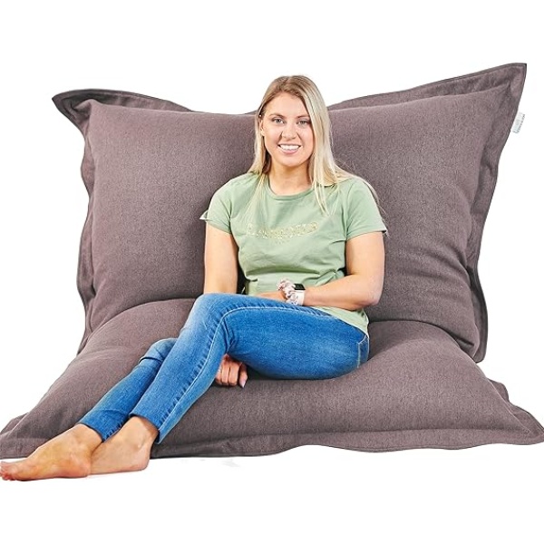 Ripple FURNITURE Room & Bloom Bag ONLY - No Filling 'New Model' Super Bean Bags (6ft x 4.5ft) Beautiful Faux Linen Fabric Giant Bean Bag Chair for Adults for Kids for The Whole Family Large Chairs Bags Big Large XL