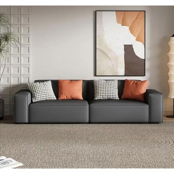 Ripple FURNITURE Italian Minimalist Type Square Sofa set Furniture for Living Room Sofa (Black)