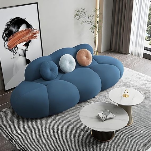 Ripple Furniture Contemporary Armless Sofa Wool Cloud Stylish Living Room Sofa (Dark Blue)