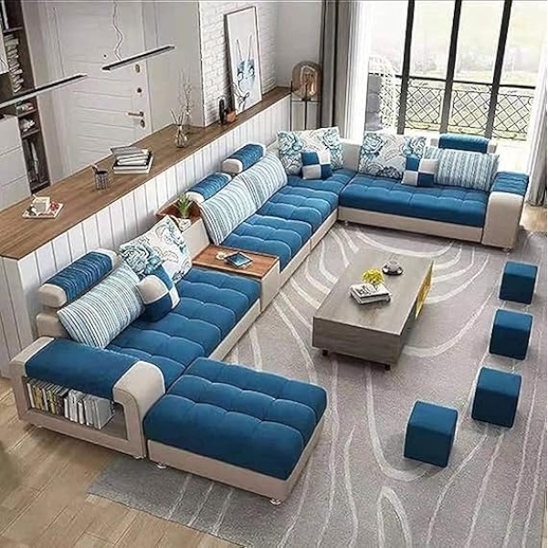 Ripple FURNITURE good luck foam factory Living Room Sofa set (Blue)