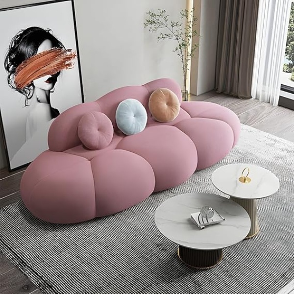 Ripple Furniture Contemporary Armless Sofa Wool Cloud Stylish Living Room Sofa (Rose Blossom)
