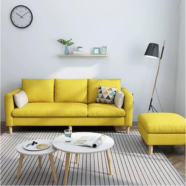 Ripple FURNIUTURE Maple Sectional Fabric Sofa Set Cotton Furniture Home Apartment Hotel Green (Yellow)